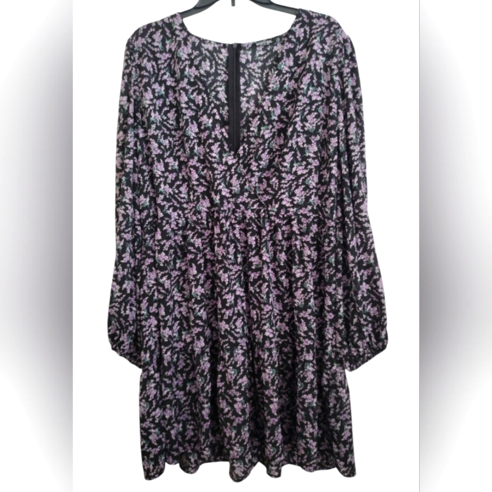 Nasty Gal Plant Get Enough Of You Floral Black Purple Mini Dress Size 16